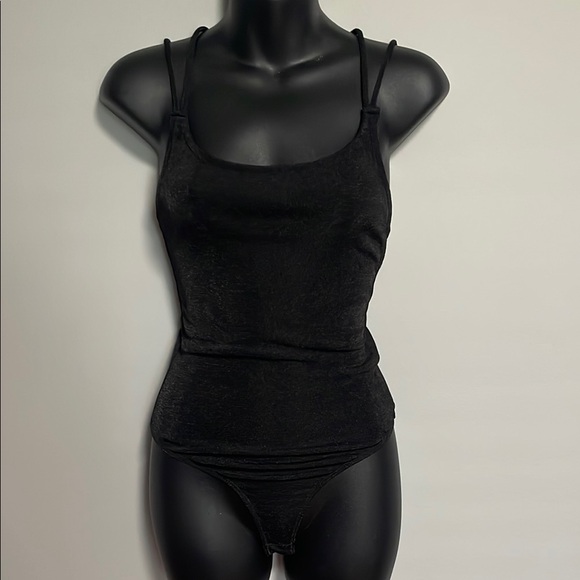 Elodie Black Shimmer Bodysuit Thong Size Small - Picture 2 of 7